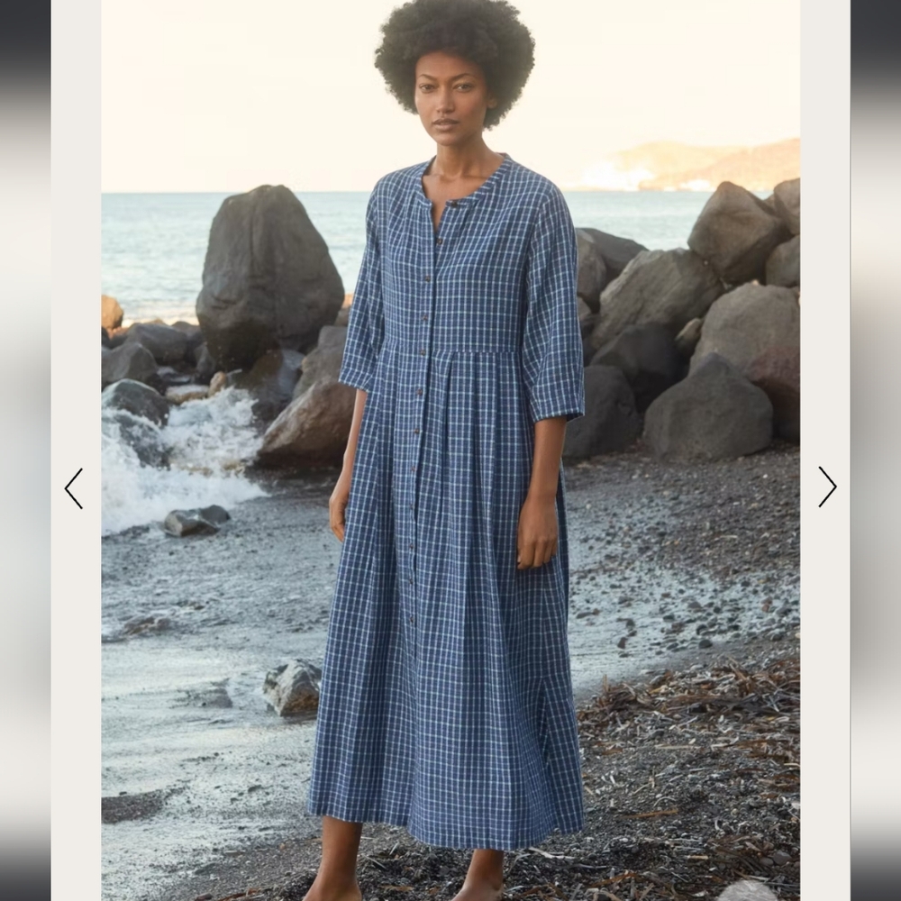 Poetry Blue Checked Midi Dress